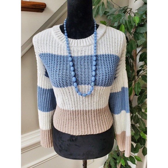 Moon & Madison Women Multicolor Long Sleeve Round Neck Pullover Knit Sweater XS - Picture 2 of 11